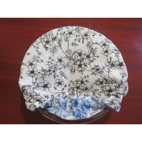 Kitchenaid Bowl Cover, Reversible Black White Floral and Blue Rose Mixer Cover - Picture 6 of 8